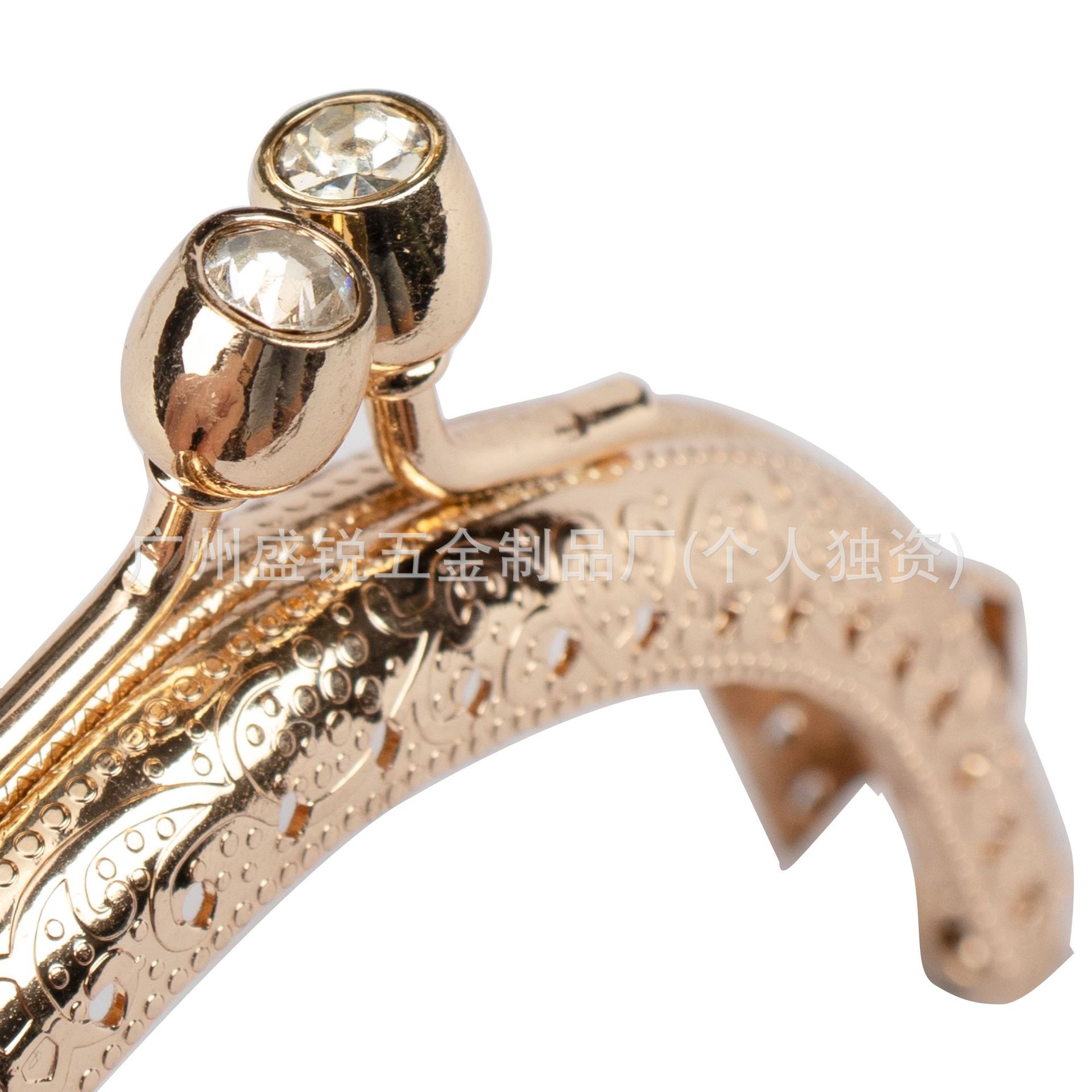 8.5cm diamantes en relieve semicircular oro dly accesorios de bolsas de muñeca hechas a mano bronce oro ligero
