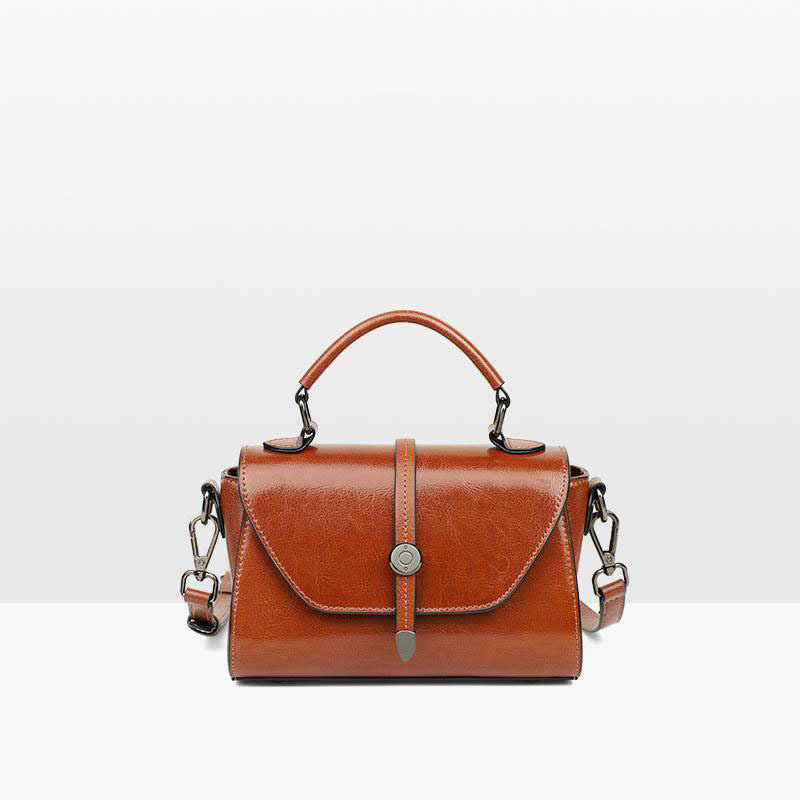 Túi đeo chéo nữ phong cách retro, thiết kế đơn giản, quai xách tay và dây đeo vai, kích thước 20×9×12 cm — màu đen chi tiết 4