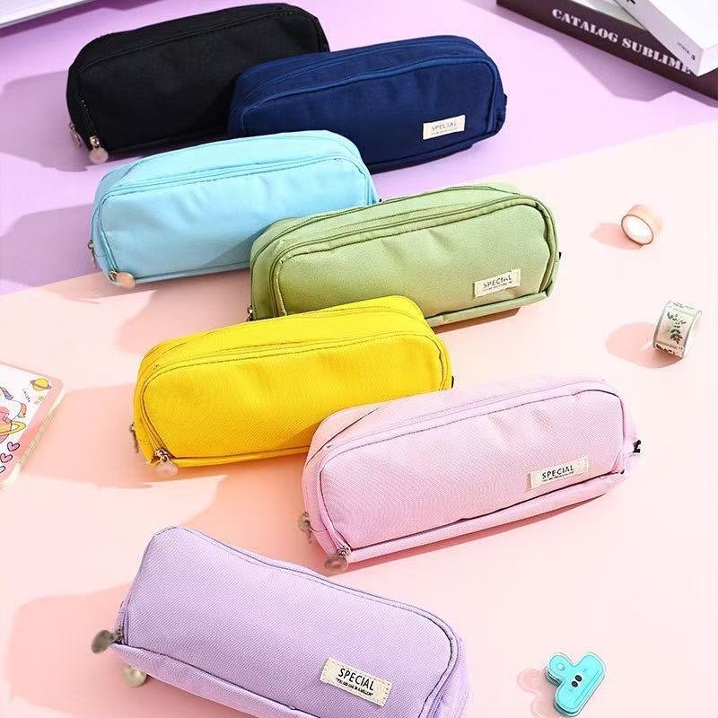 Bolsa de lápiz multicapa japonesa y coreana pequeña caja de lápiz de estudiantes de secundaria y secundaria Oxford transfronteriza bolsa de lápiz de papelería creativa multifuncional