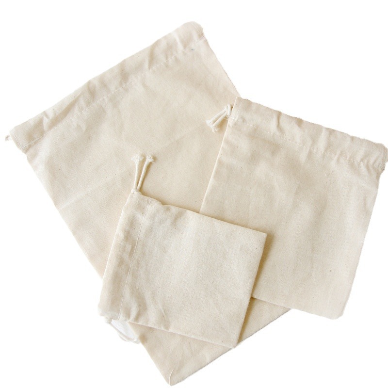 N185 bolsa de algodón al por mayor bolsa de almacenamiento con cordón de color sólido bolsa de cordón DiY bolsillo para el hogar