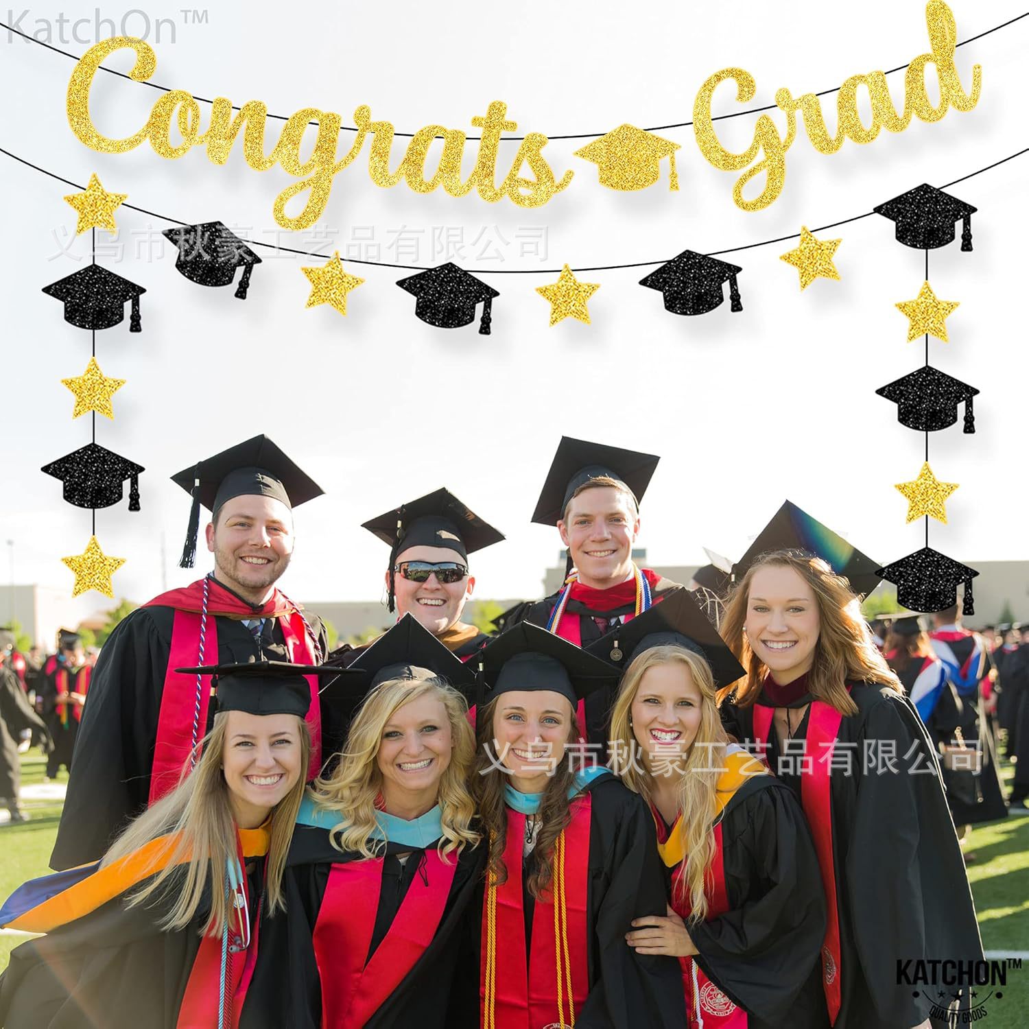 Congrats Grad Class of 2024 Graduación Alfabeto Tirando Bandera Decoración Banners Decoración Artículos de fiesta Decoración