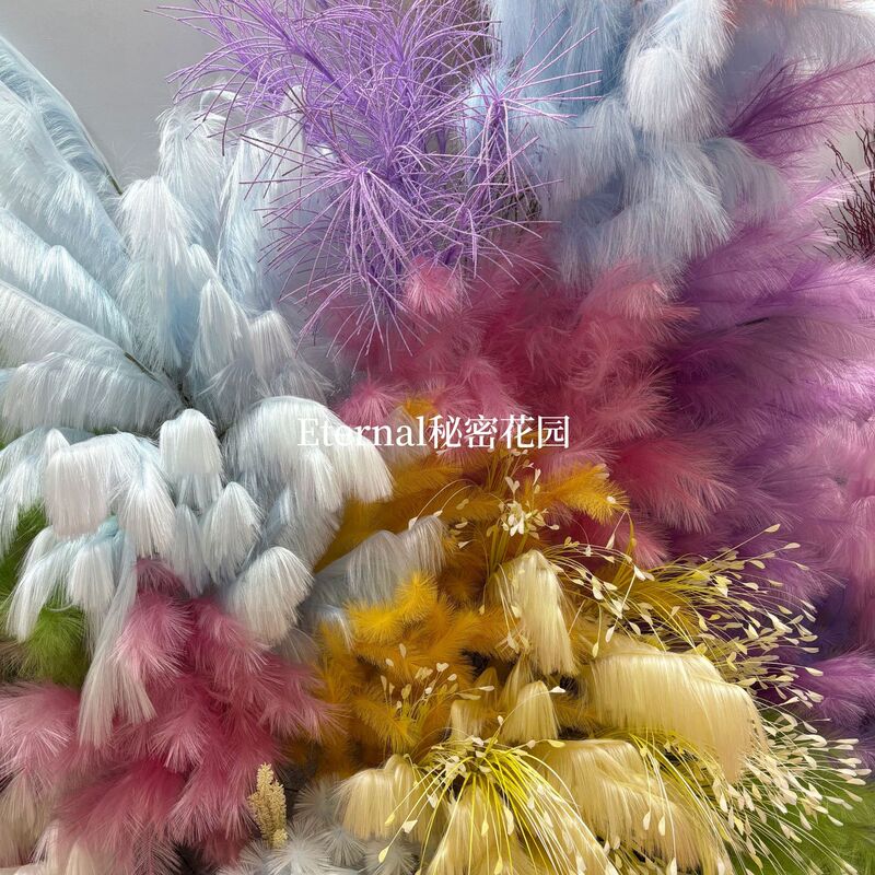 Five-Fork Simulation Reed Fireworks Decoration Simulation Flower Day Fireworks Wedding Scene Arrangement Pink Fantasy Feather
