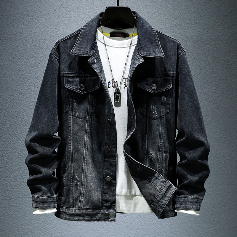 Giacca da lavoro slim fit da uomo per la primavera 2022, cappotto in denim ricamato, top stampato, marchio di tendenza europeo e americano._voghion.com