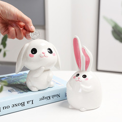 Mini ceramic rabbit home furnishings desk piggy bank bunny girl heart room decoration gift