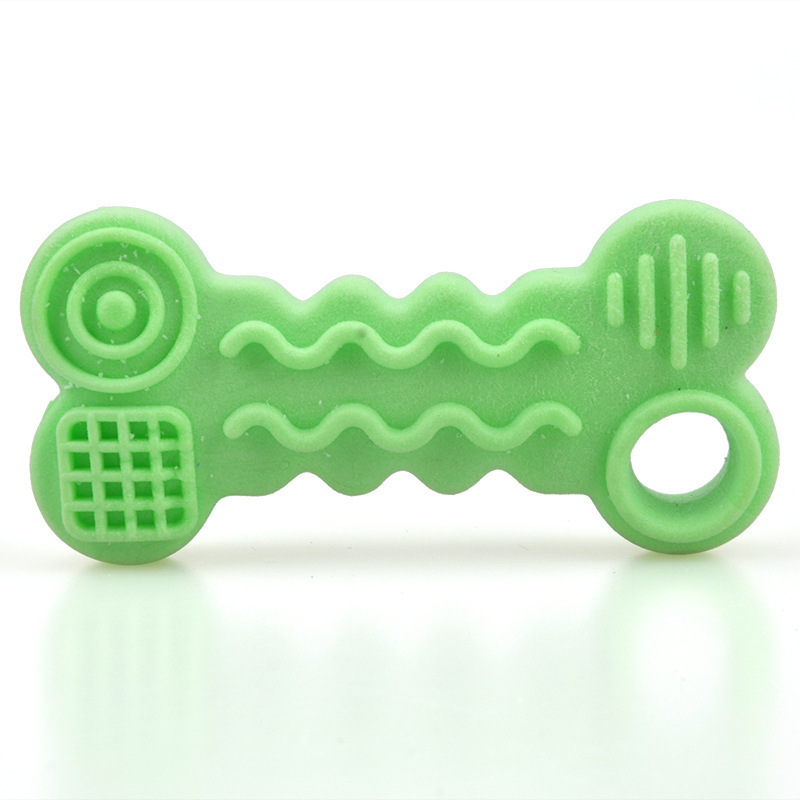 Fabricante perro juguete TPR leche sabor espuma curva hueso mordedura molar galleta juguete suministros
