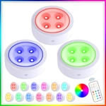 13色LED冰球灯电池供电可调光橱柜灯无线台下灯定时氛围夜灯RGB