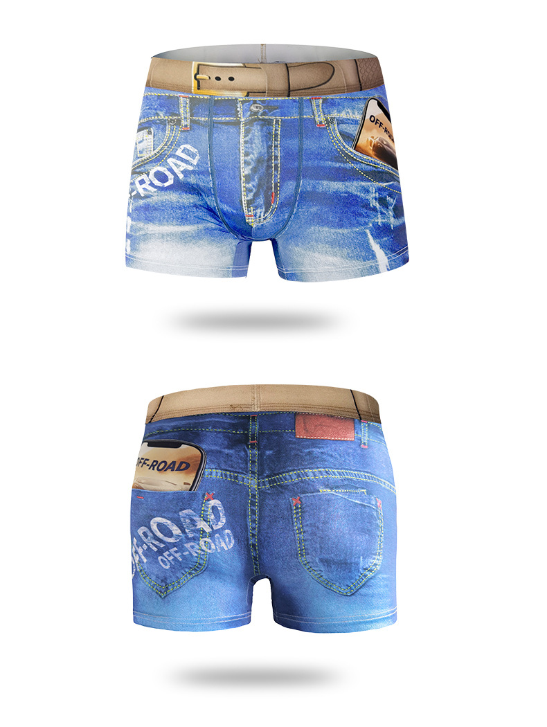 Boxer uomo trendy stampa denim con dettaglio cintura_voghion.com