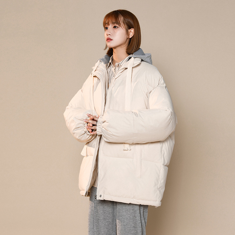 2025 nuevo estilo coreano encapuchado abrigo de algodón de invierno femenino pequeño suelto abrigo de algodón sólido para estudiantes grueso abrigo