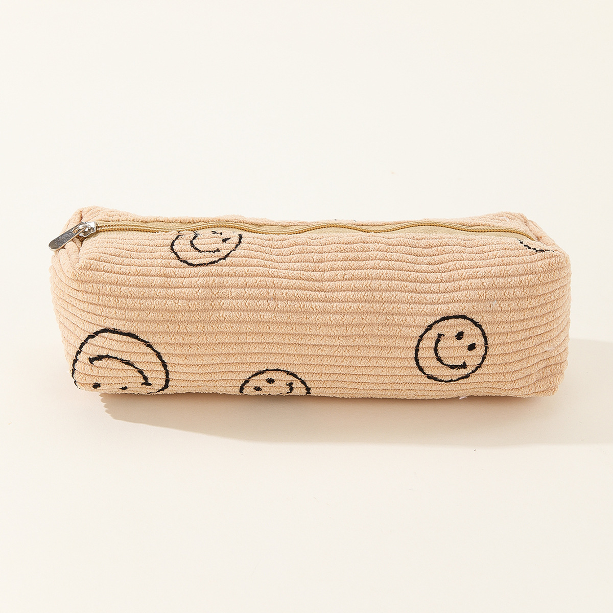 Cara sonriente caja de lápices de pana bolsa de almacenamiento de pincel de maquillaje de gran capacidad estilo universitario viaje Portátil Bolsa pequeña bolsa de sonrisa transfronteriza