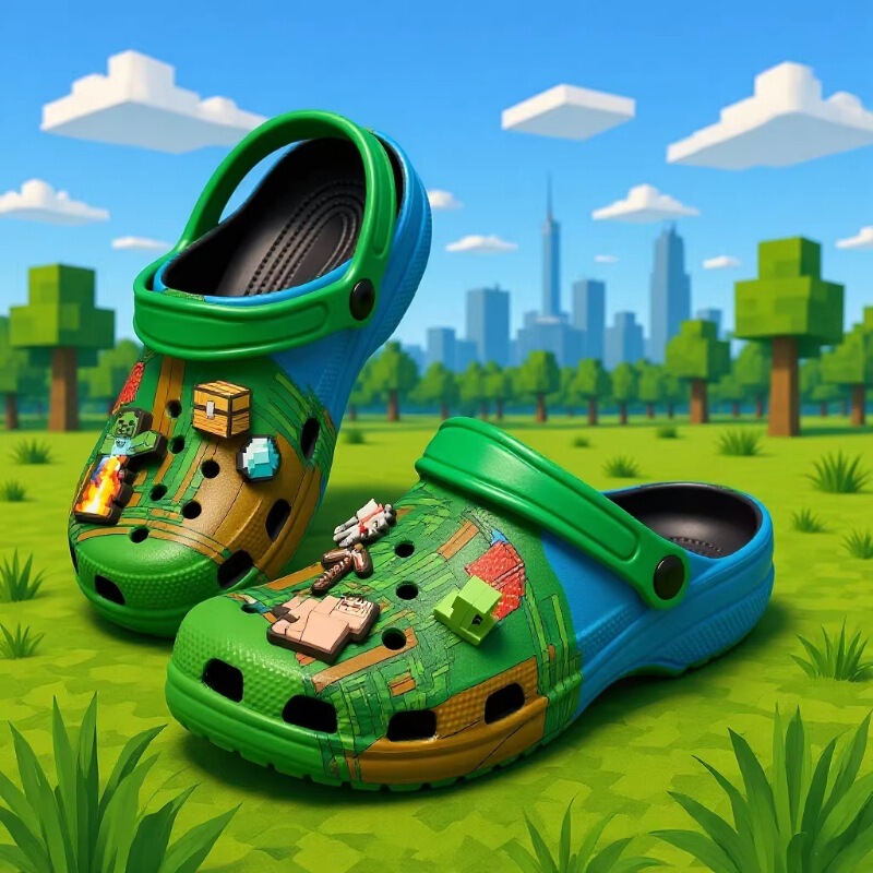 Cross-Border Classic New Model Minecraft Collaboration Versatile Clogs Beach Shoes Cartoon-Style Fashion Accessories Cross-Border Classic New Model Minecraft Collaboration Versatile Clogs Beach Shoes Cartoon-Style Fashion Accessories