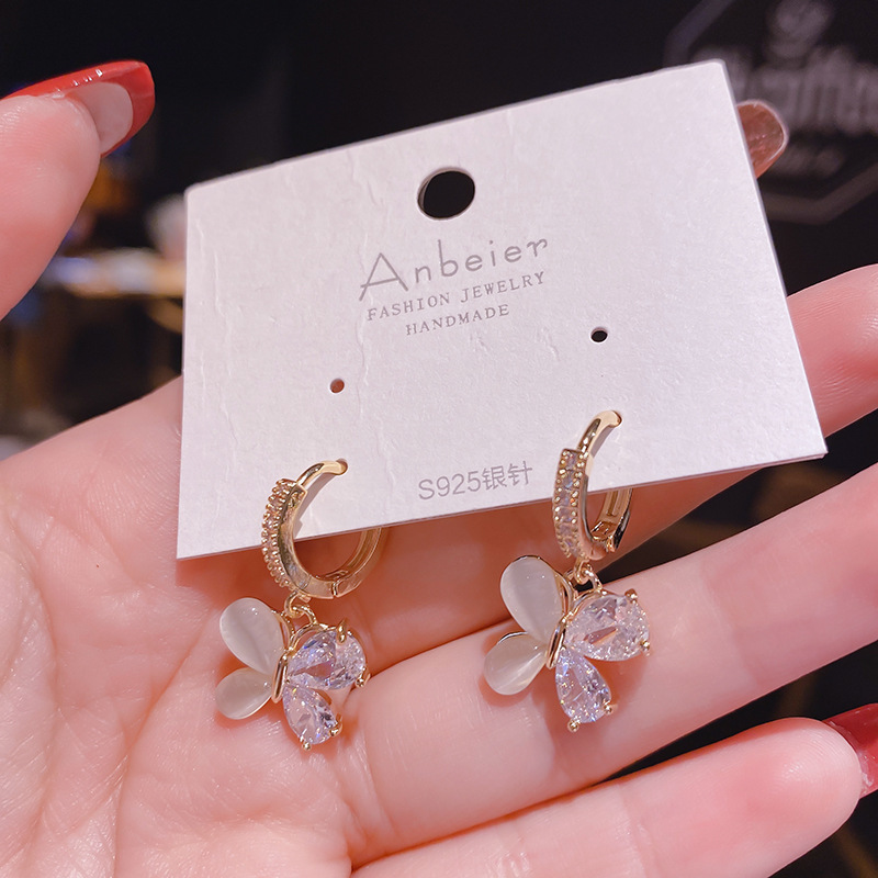 Fashion opal butterfly copper inlaid zircon earrings wholesalepicture1