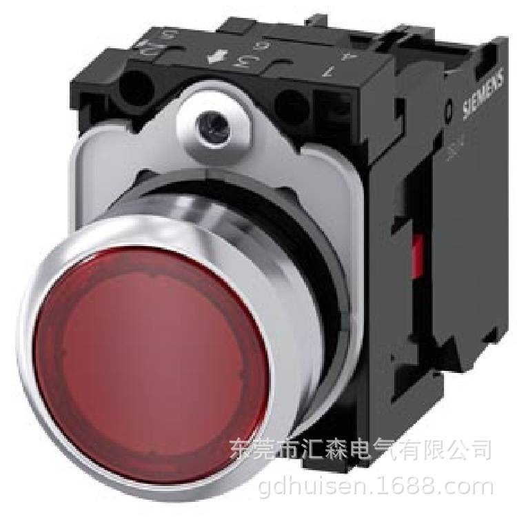 西门子3SU1153-0AB20-1CA0 红色带灯平头按钮 瞬动型 110V LED
