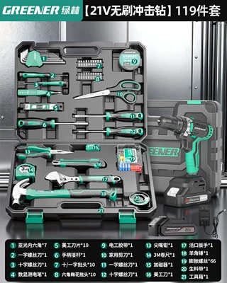 Mühərrik tənzimləmə alətləri Set Maintenance Multifunctional Household - 119-pieces-21v-brushless-impact-drill