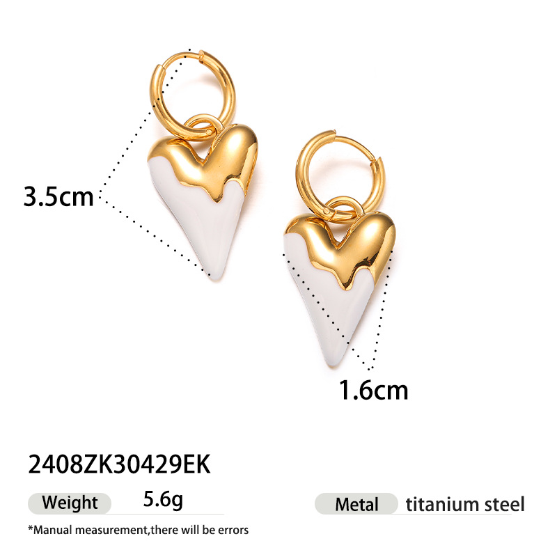TENA Europa y los Estados Unidos pendientes de acero inoxidable lujo ligero nicho versátil amor mano goteo pendientes de aceite para mujeres no desvanecerse venta caliente