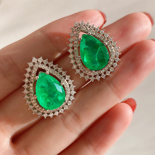 Zhuang Sheng Sheng Jewelry Bestselling European and American Classic Imitation Colorstone Emerald Jewelry Set with Tear-Drop Shape Main Stone 10*14