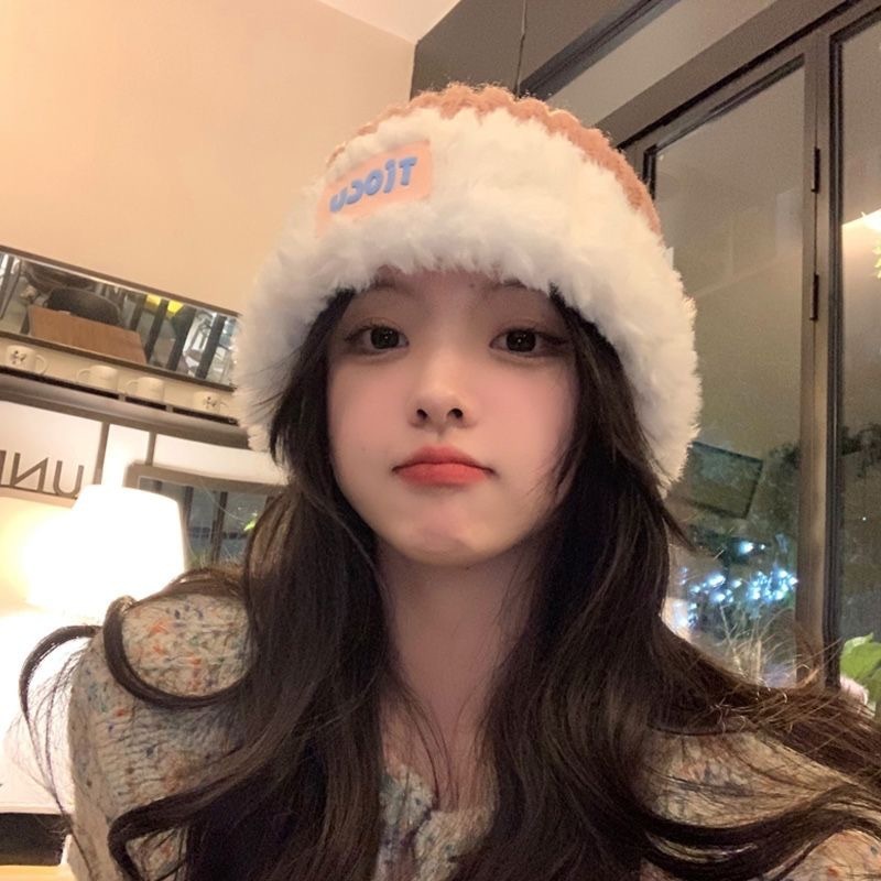 女可爱秋冬保暖毛线帽新款加厚针织帽大头围护耳百搭显脸小防寒帽|undefined