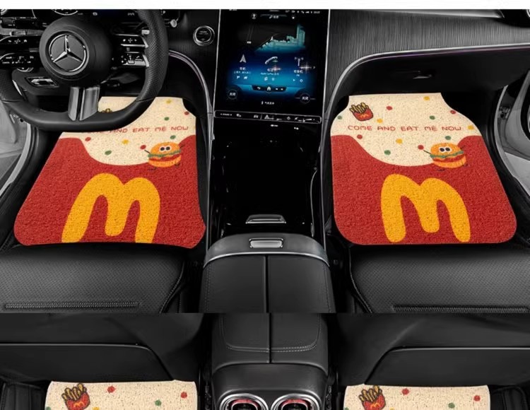 Cartoon Cute Car Floor Mats, Non-Slip Mud Scraping Dust Removal Mats, Dirt-Resistant and Wear-Resistant Wire Ring Floor Mats, Cuttable Car Floor Mats