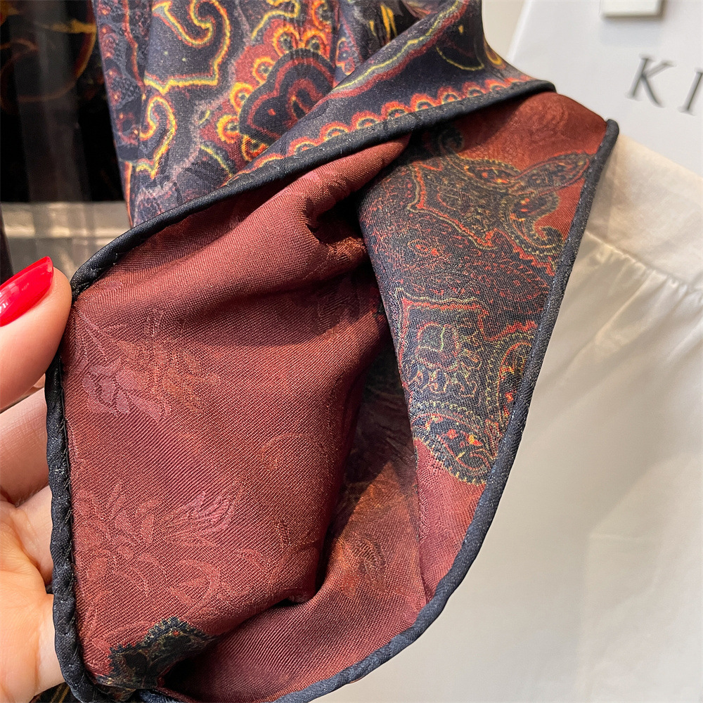Printed Square Silk Scarf Elegant Chinese Style Shawl_voghion.com