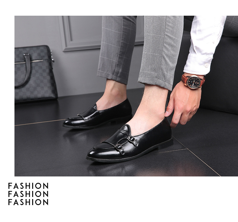 Lederschuhe Britischen Bean Schuhe Mode Gürtel Doppelschnalle kleine Lederschuhe_voghion.com