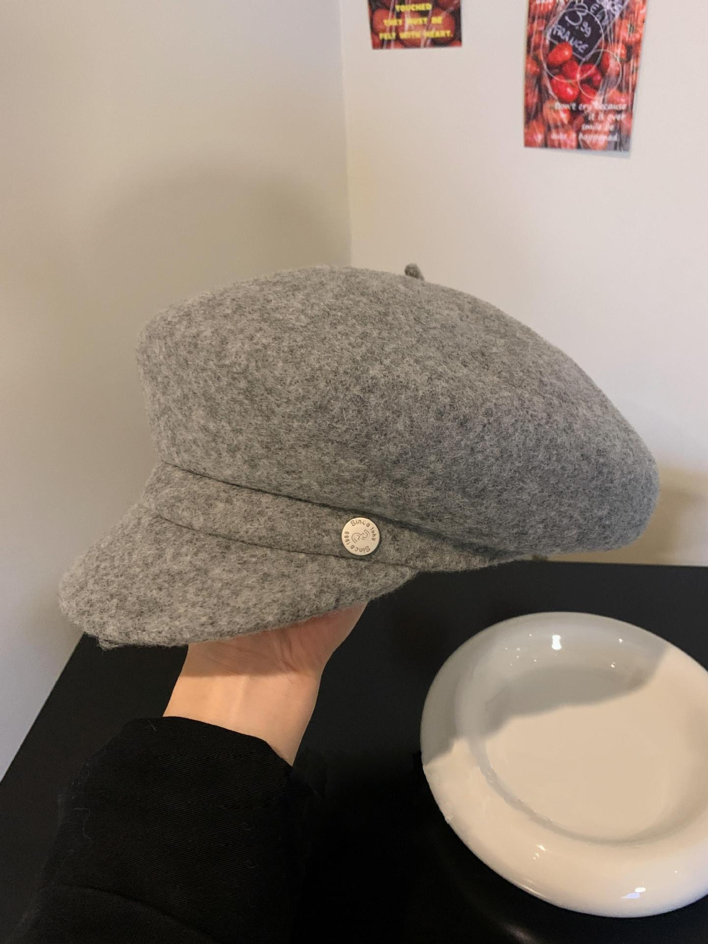 Coreana de lana de estilo libre Boina de niños invierno cautivo temperamento gorra gorra gorra pintora británica retro