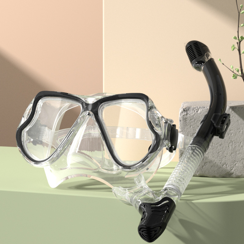 블랙 투명 마스크 + 마우스피스 및 스노클 일체형 [완전 건식]