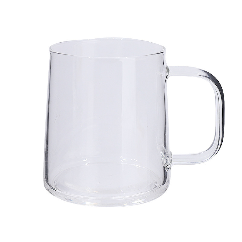 Taza de café de vidrio Aurora colorida con asa, taza de vidrio para el hogar de alto valor, taza de desayuno, sentido avanzado