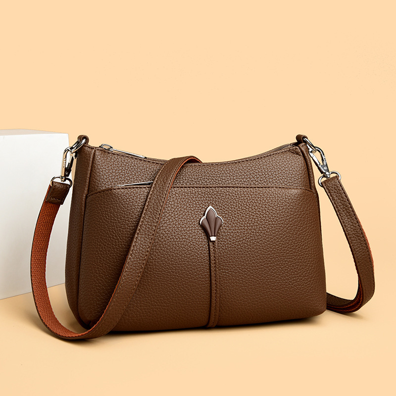 Cross-Border High-Looking Soft Leather Retro Simple Bag Women's Popular New Fashion Casual Versatile Shoulder Crossbody Bag