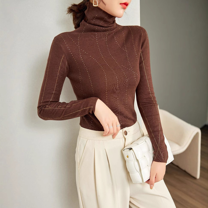Sweater with Silk and Wool Blend, Slim-Fit Knitwear for Women, Lazy Style with a High-End Feel, 25%-30% Mulberry Silk