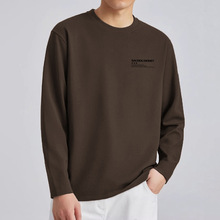 美式260g重磅纯棉t恤男长袖内搭圆领打底衫潮流字母印花秋衣小衫