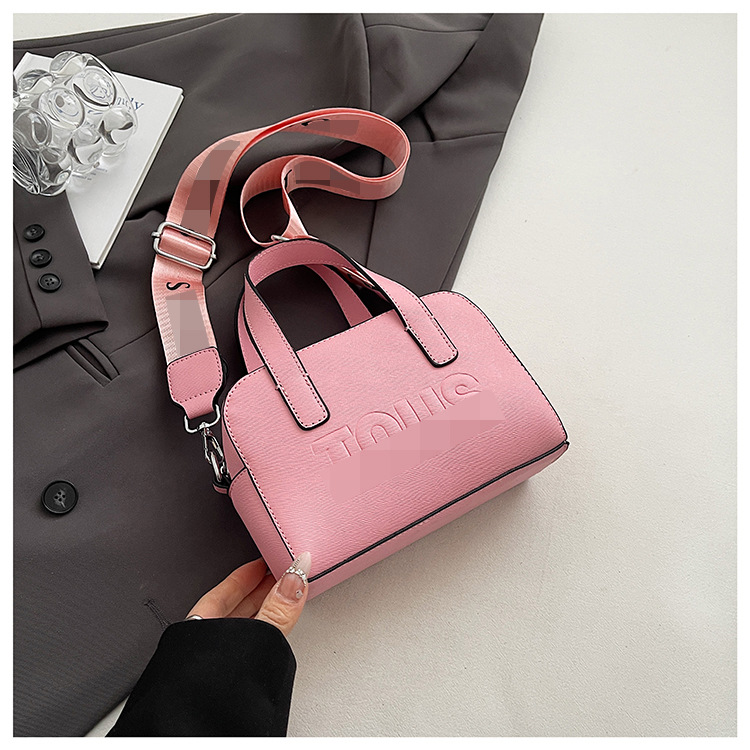 Bolso de mano con letras transfronterizas para mujer bolso Boston de gran capacidad color puro estilo occidental retro cuero suave temperamento moda bolso diagonal