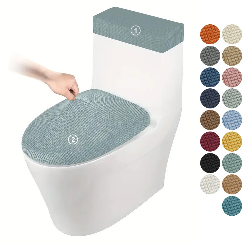 Verdickte Toilettensitzbezug aus Maisseide mit Jacquardmuster, Wassertankabdeckung, Hotel- und Hausbedarf, universelle elastische Toilettendeckelbezug