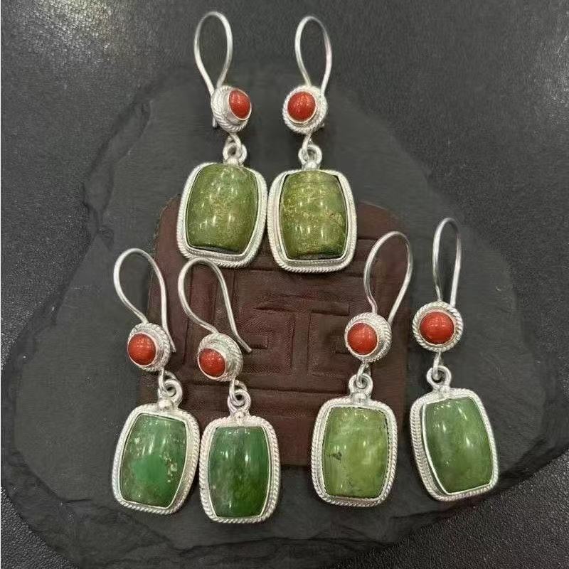 Ethnic retro sophisticated square small design earrings