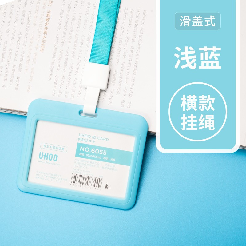 Titular de la tarjeta azul claro horizontal + cuerda de gancho