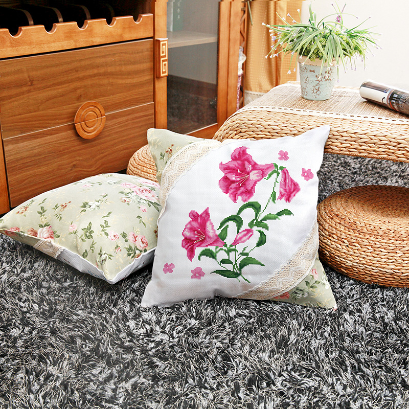 Bordado DIY paquete de material hecho a mano Cruz puntada pareja almohada boda de dibujos animados coche almohada cojín cubierta Rosa amor