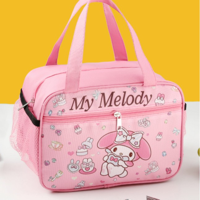 Bolsa de almuerzo con aislamiento de papel de aluminio de gran capacidad, con dibujos animados, para estudiantes masculinos y femeninos, bolsa de almuerzo portátil, bolsa de almacenamiento portátil