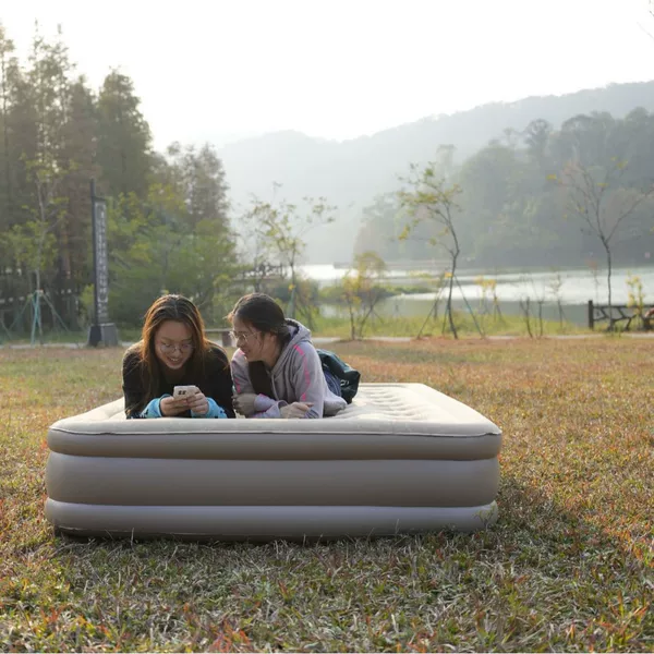 New thickened flocking inflatable bed one-click automatic filling and pumping household double outdoor portable air cushion bed lazy mattress
