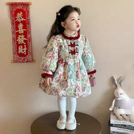 拜年服女童冬季2025新款女宝宝周岁礼服新中式过年服儿童冬装汉服
