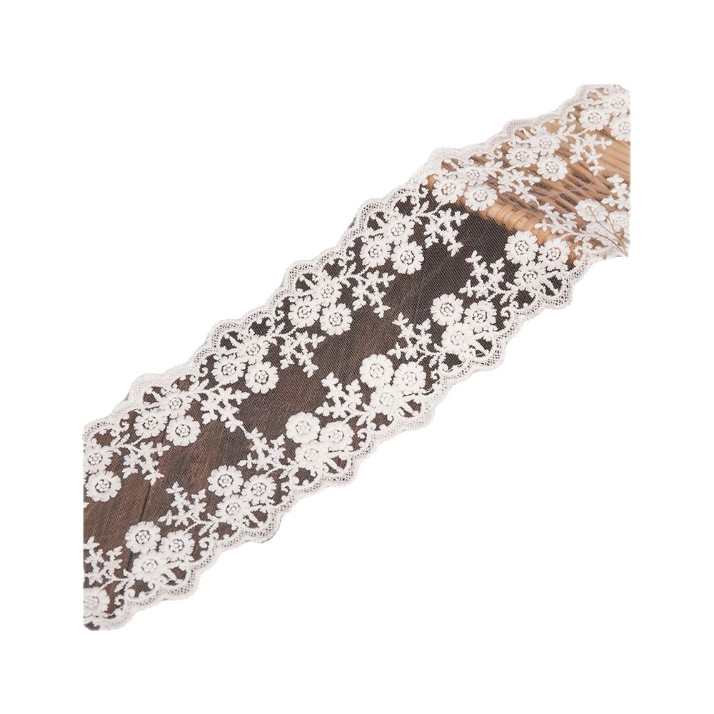 Encaje de malla bordado soluble en agua con hilo de algodón colorido de 11 cm de ancho, encaje decorativo para accesorios de cabello con lazo simétrico de doble cara. image 6