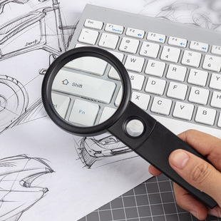Deli Magnifying Glass 9090/9091 Medium Diameter 55mm Racket Shape 3 Times Auxiliary 6 Times Magnifying Glass Wholesale