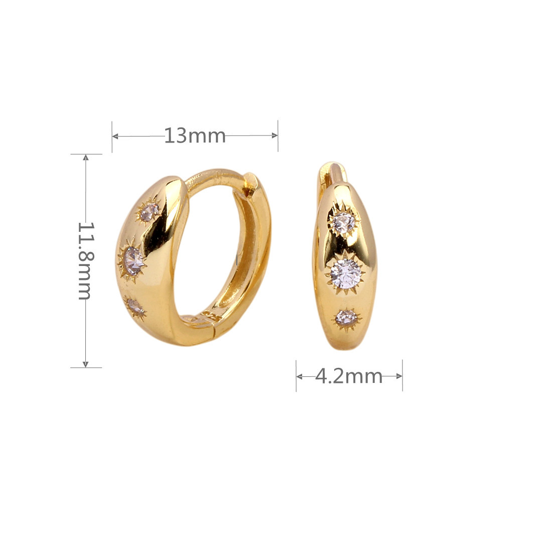 9g Weight 0.03µm Gold Plating Thickness Electroplating Gold Plating Process 1 Pair 925 Sterling Silver Zircon Circle Earrings