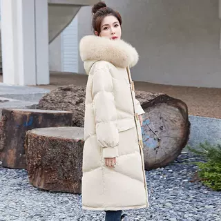 牛角扣羽绒棉衣棉服女2024年冬装显瘦欧货版型好看中长款外套