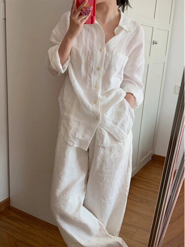 White Cotton Linen Women's 2025 Spring New Simple Casual Lazy Style Versatile Loose Shirt Free and Easy