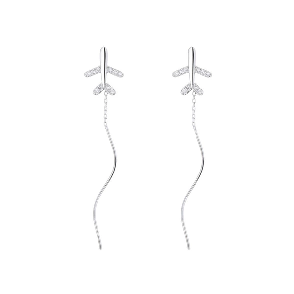 Platinum airplane, earrings
