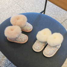 儿童雪地靴2025冬季新款水晶亮片女童韩版洋气婴儿学步鞋婴儿棉鞋