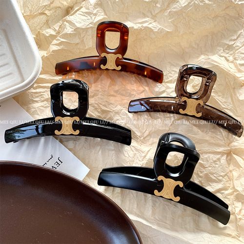 High-end Shark Clip Hairpin, Luxurious Gold Letter Large Grab Clip, Versatile Fashion Hairpin for Women, Occipital Hair Accessory