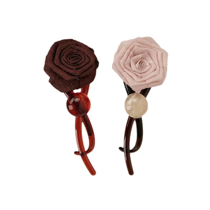 Nuevo estilo chino rosa seca clips para el cabello feminino torcido una palabra agarrar clips para el cabello en la cabeza detrás de la boca de pato clips para el cabello adornamiento