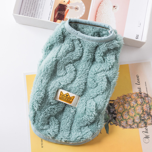 New Winter Outfit Dog Clothes Pet Teddy Cat Autumn Cables Double Faced Fleece Back Vest Clothing Wholesale