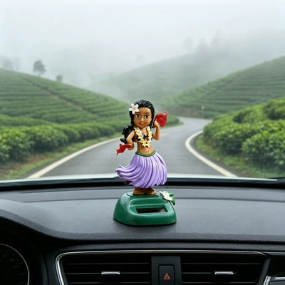 decoration, swinging figurine, Car ornaments - height-11cm-purple-hawaiian-girl