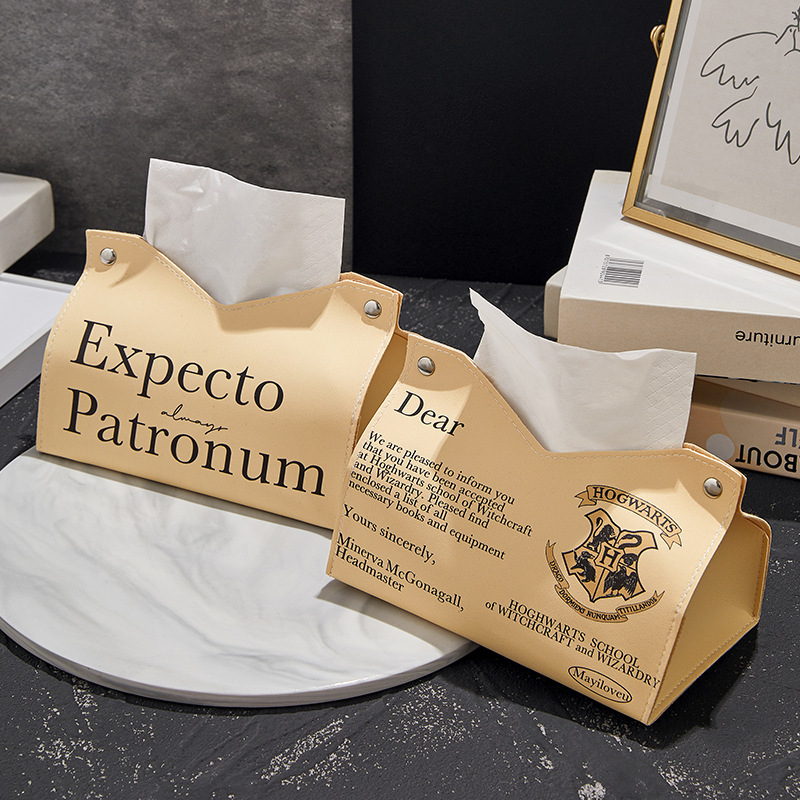 New Harry Potter Series Desktop Tissue Box, High-End Style Paper Tissue Box, Leather Creative Napkin, Simple New Harry Potter Series Desktop Tissue Box, High-End Style Paper Tissue Box, Leather Creative Napkin, Simple