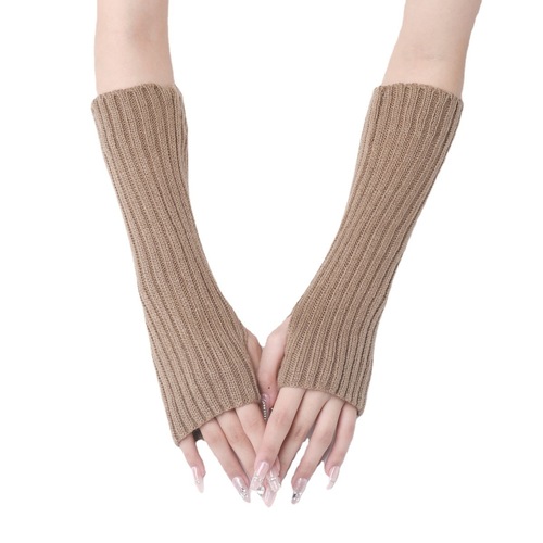 30 long striped gloves new cross-border autumn and winter woolen sleeves for men and women mid-length knitted warm fingerless fake sleeves